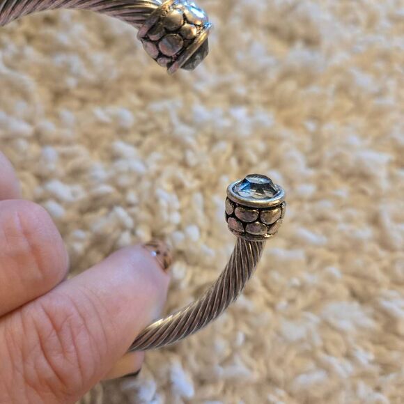 Silver Twisted Cuff Bracelet Rhinestone - Picture 4 of 6